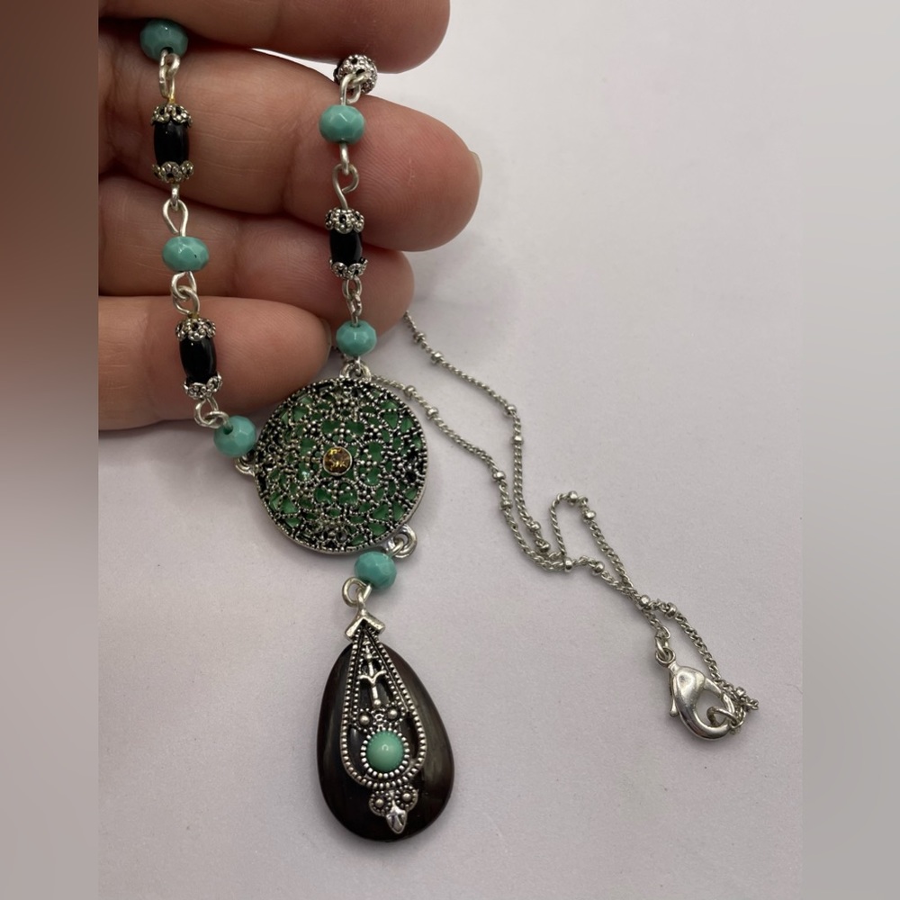 Vintage Nina Ricci for Avon Gorgeous Silver Tone Necklace with Medallion Signed